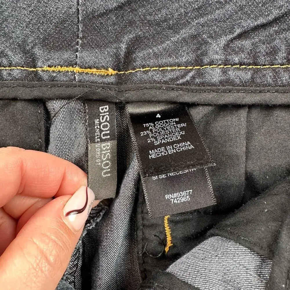 Bisou Bisou Michele Bohbot Flare Blue Jeans Contrast Stitching Size 4 Y2K - Image 10