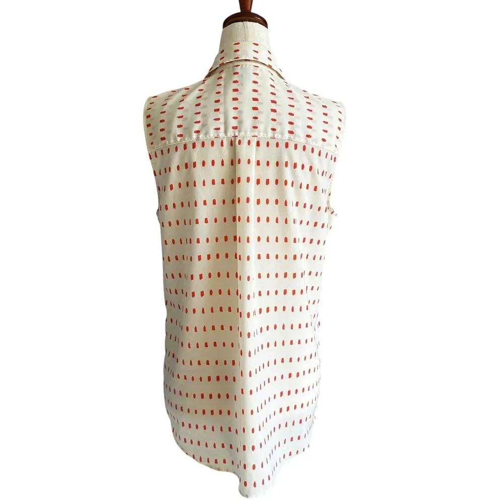 Talbots Ivory/Orange Nantucket Collared Blouse Women Size Medium | 6-46 - Image 2