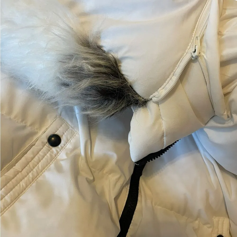 Sam Edelman White Puffer Jacket With Faux Fur Hood Womens Size Small - Image 7