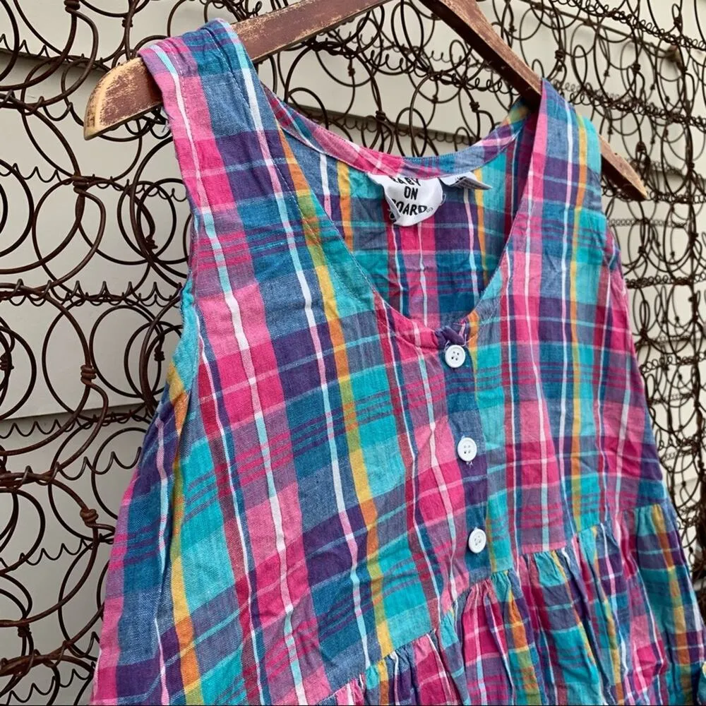 Vintage Baby on Board rainbow plaid jumper maternity dress Size undefined - Image 3