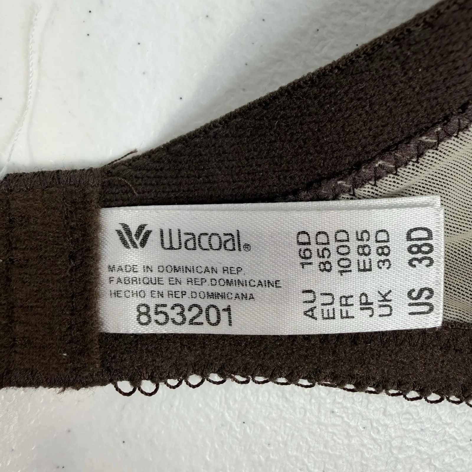 WACOAL 38D Lace Finesse Contour Bra Underwire 853201 Brown Sweetheart Women's - Image 11