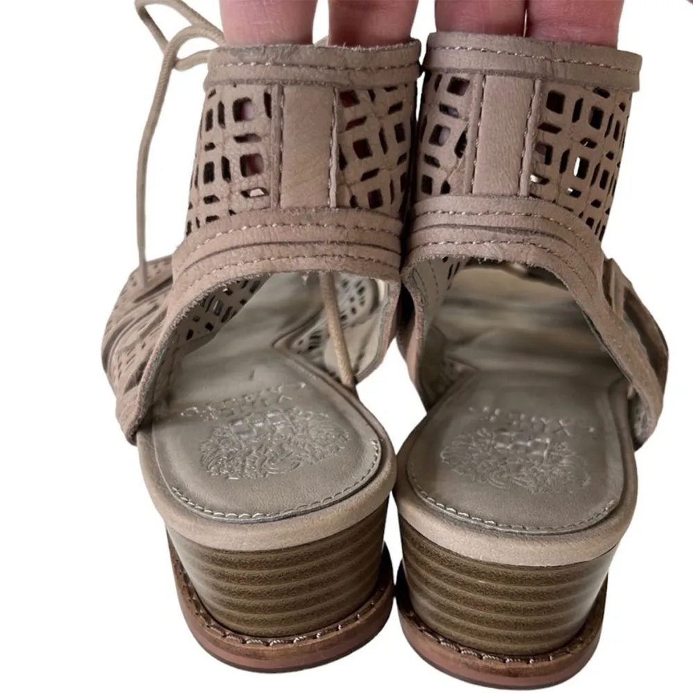 Like New Vince Camuto Leather Rollera Low Wedge Sandals - Wide Width - Image 8