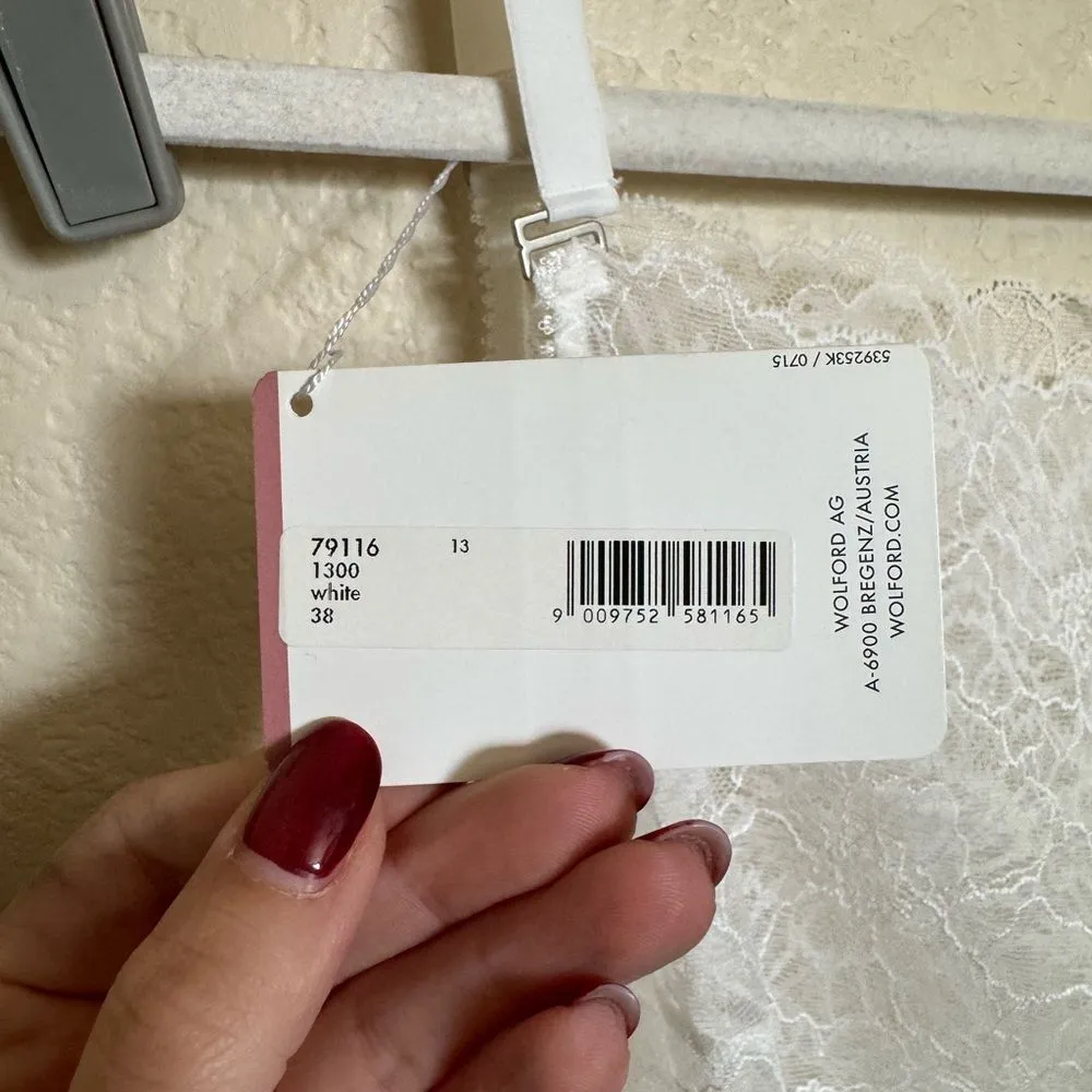 WOLFORD Lace Mesh Strappy Bodysuit Size 8‎ in White NEW Size M - Image 4