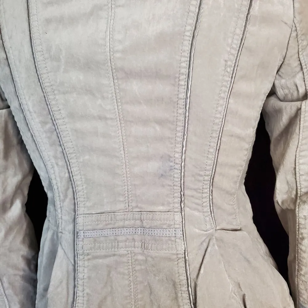 White House Black Market Silver Gray Velvet Military Style Jacket (00) - Image 10