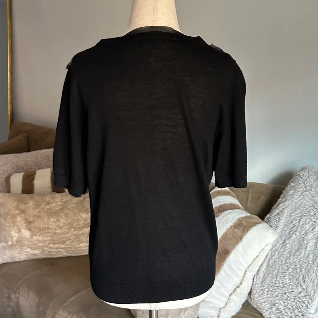 LOFT Black Button Down Shirt with Floral Accents - Image 4