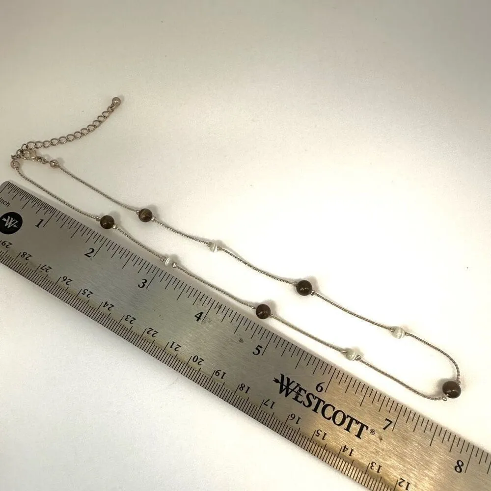 Brown and white glow beaded choker necklace - Image 5