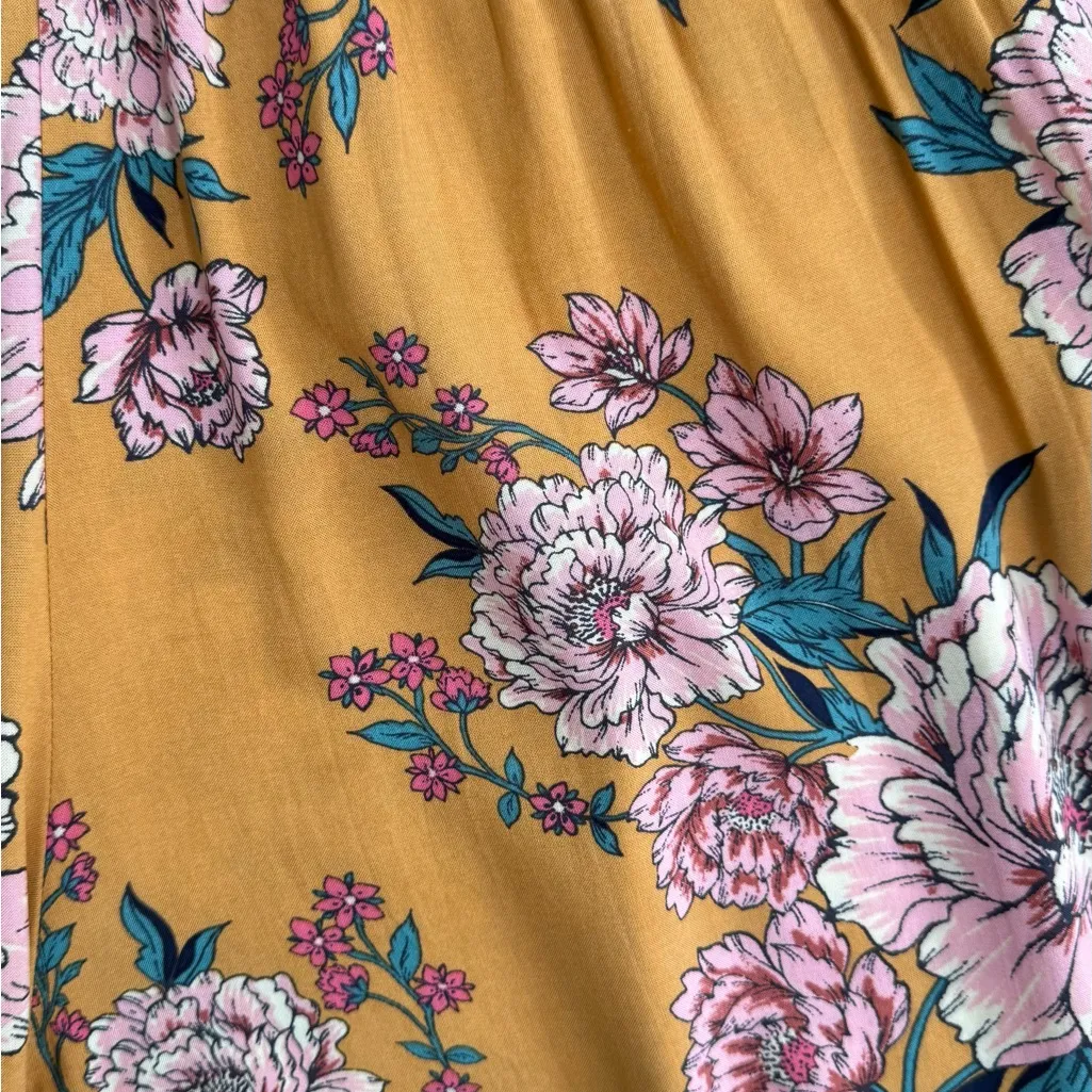 Band of Gypsies Mustard Color with Flowers Strapless Jumper Womans Size XL - Image 7