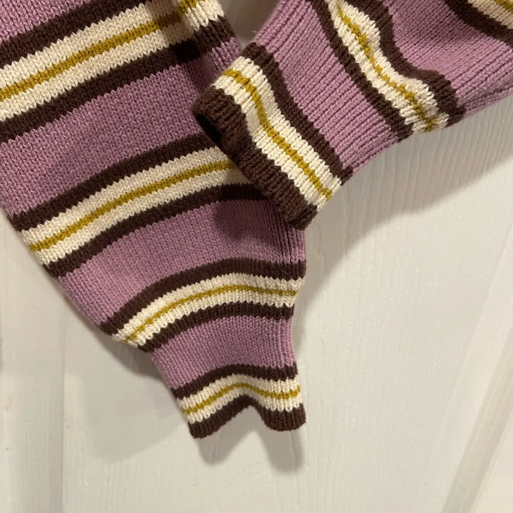 Kendall + Kylie Size XS Purple Stripe Full Zip Cotton Ribbed Knit Cropped Hoodie - Image 8