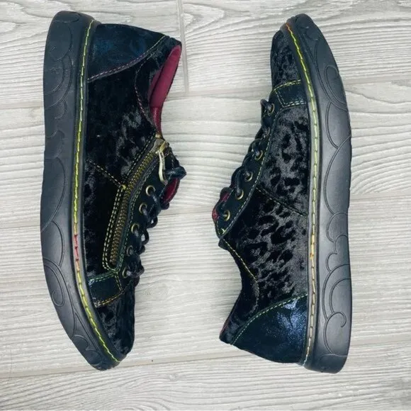 L'artiste Danli Cheeta Sneakers flat shoes black and rainbow cheetah shoes 38 /7 Blue - Image 2