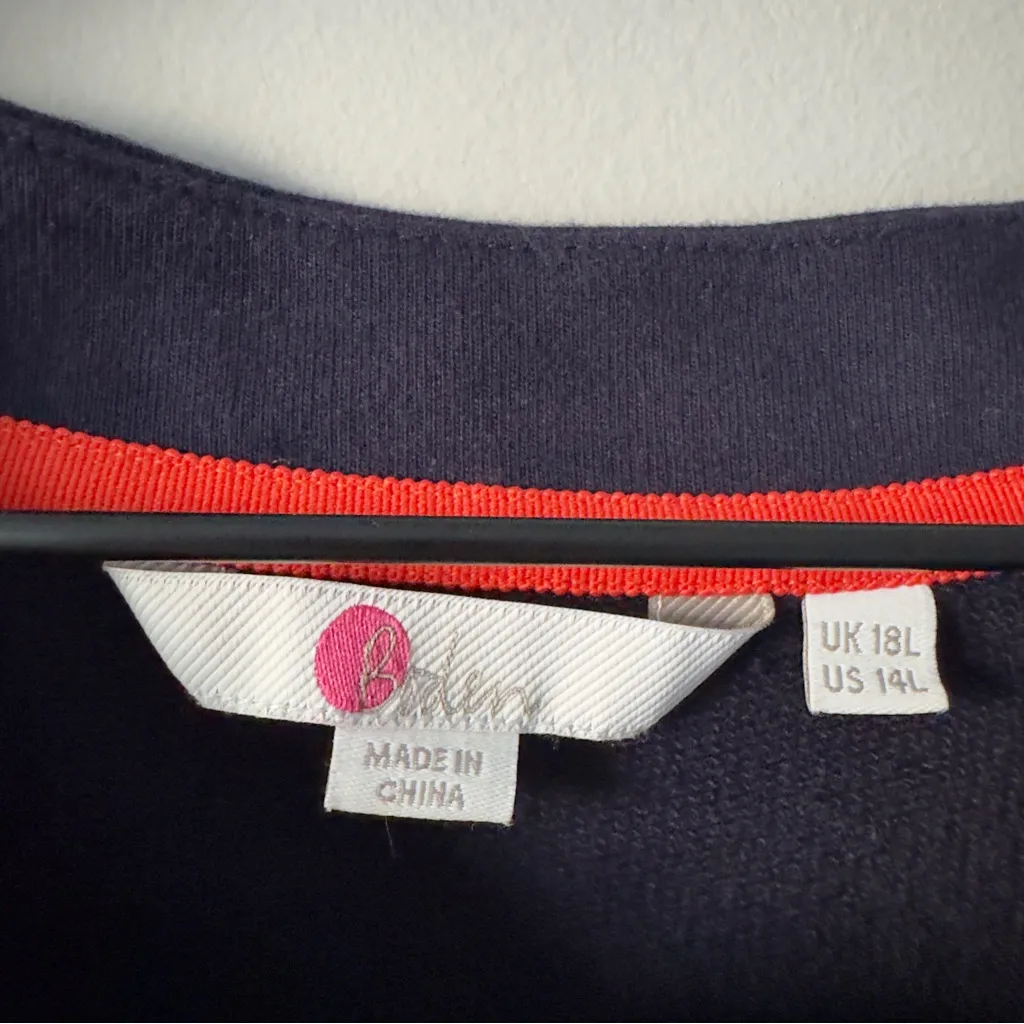 Boden 100% Cotton Mini Sheath Dress Pockets 3/4 Sleeve Navy Casual Preppy Crew Blue Size undefined - Image 8