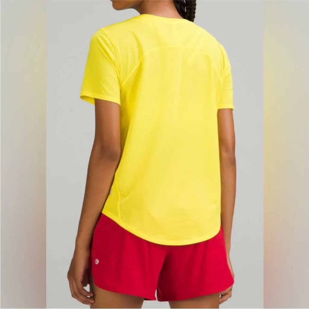 Lululemon High-Neck Running and Training T-Shirt Yellow - Image 2