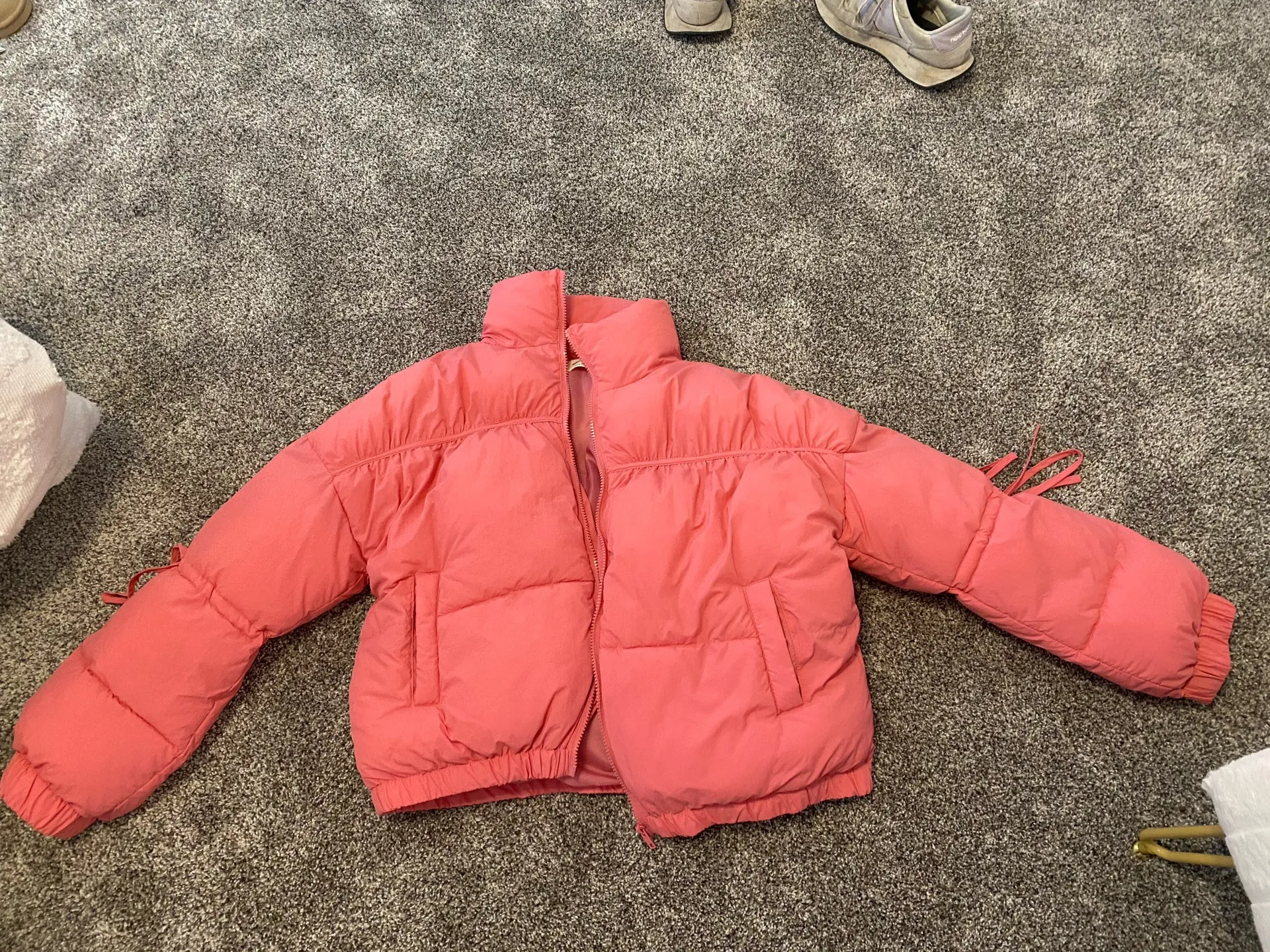 Palmetto Moon pink puffer jacket with bows on sleeve - Image 2