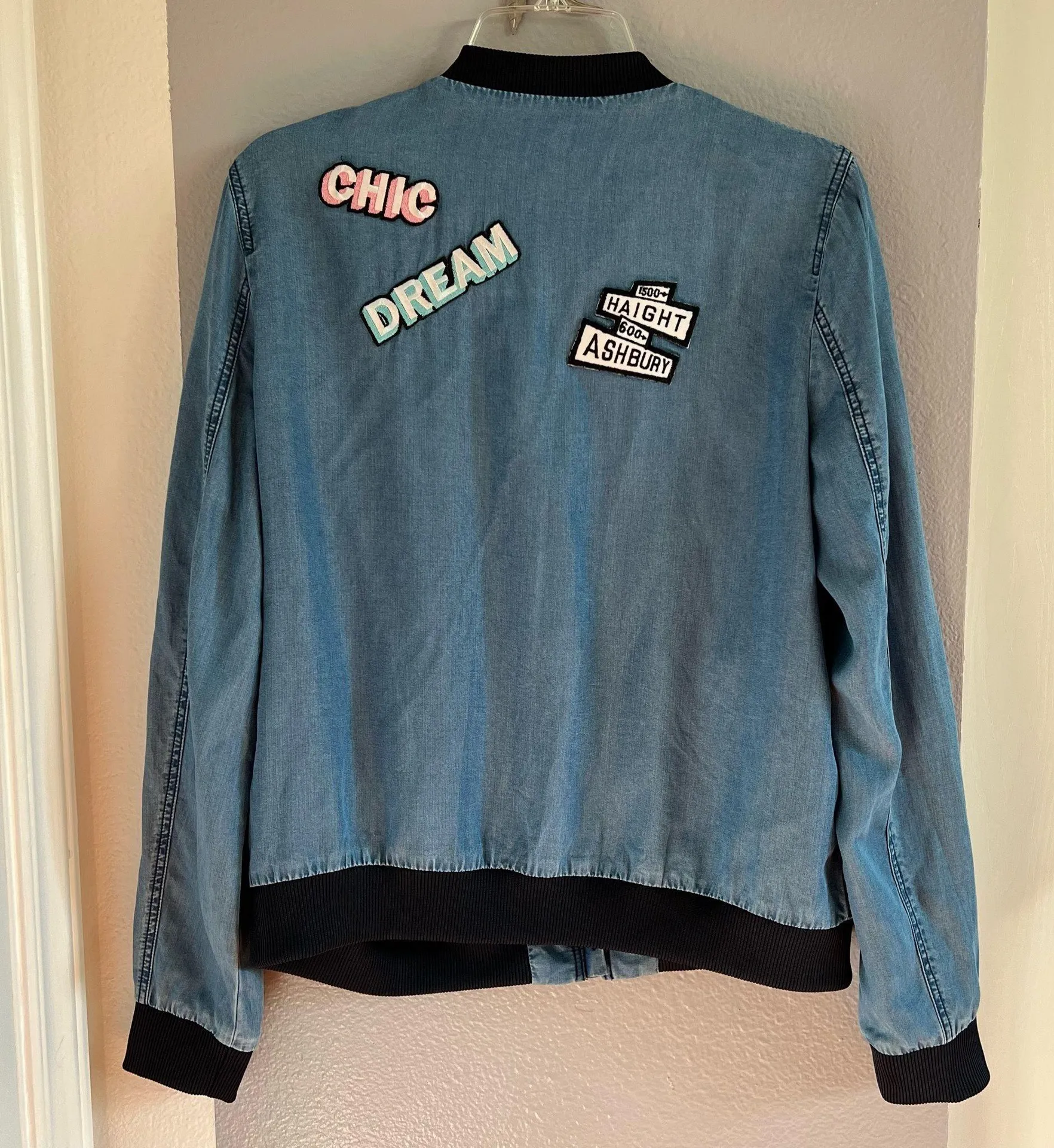 Denim Chambray Bomber Jacket - Image 6