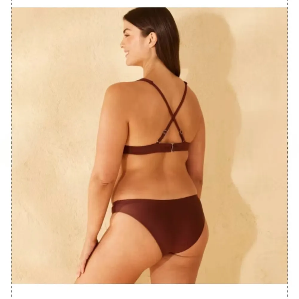 NEW Shade & Shore Women's Longline Triangle Bikini Top Brown S(4-6) - Image 5