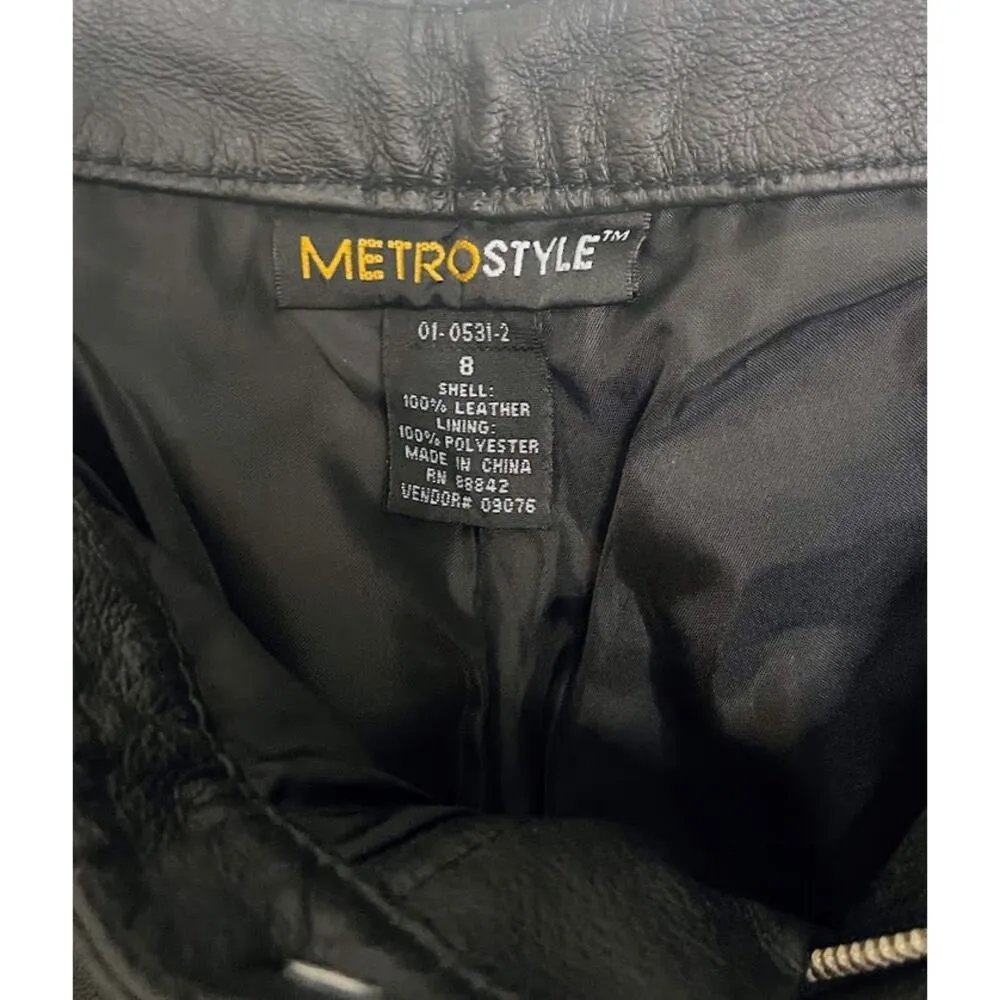 MetroStyle Women's Black Leather Pants Size 8 - Image 4
