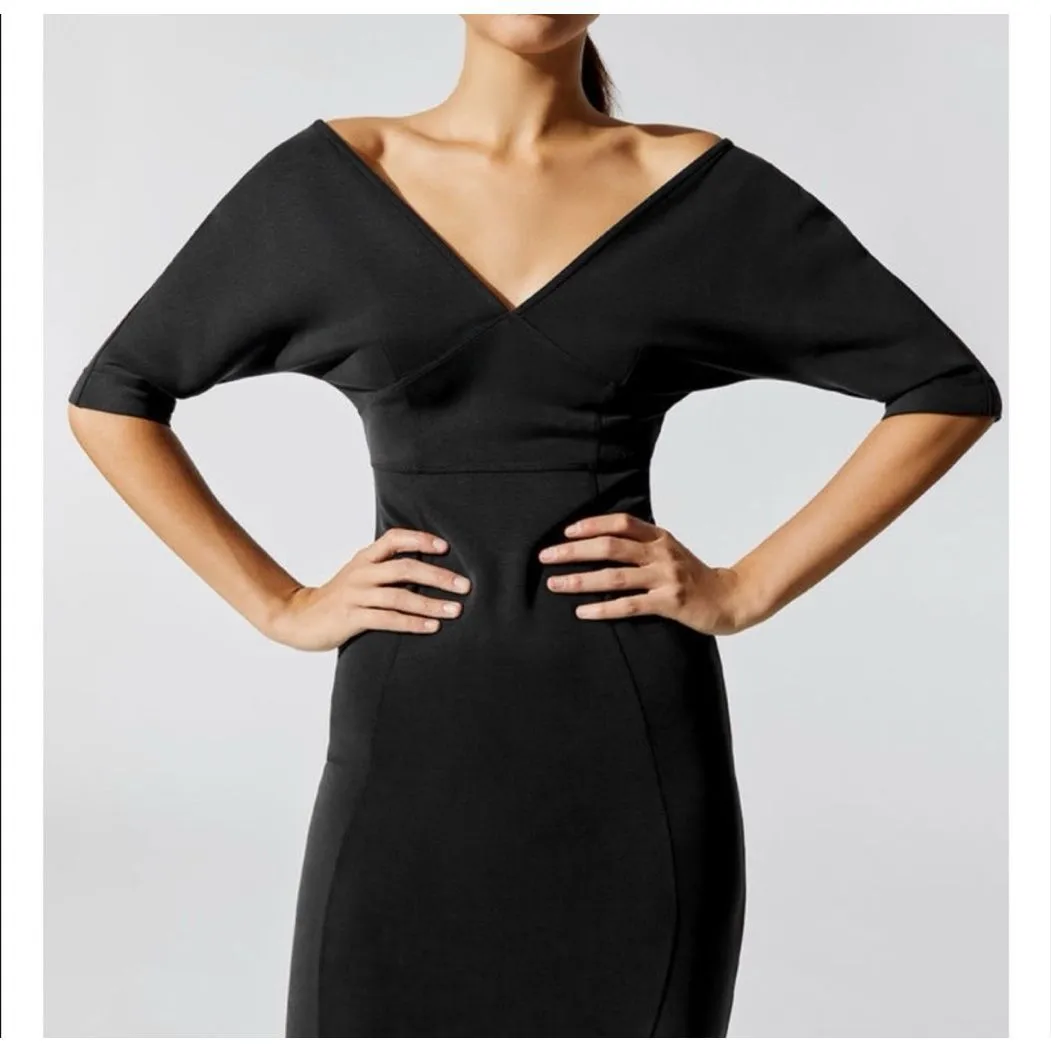 Carbon38 Reverse Neoprene Zip Midi Dress Black Size Small - Image 4