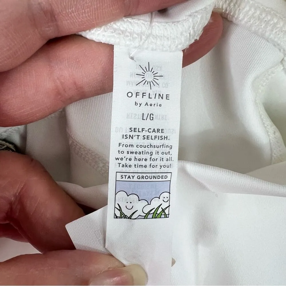 Offline By Aerie Goals 7/8 Leggings White High Rise Mesh Pockets Size L NEW - Image 13