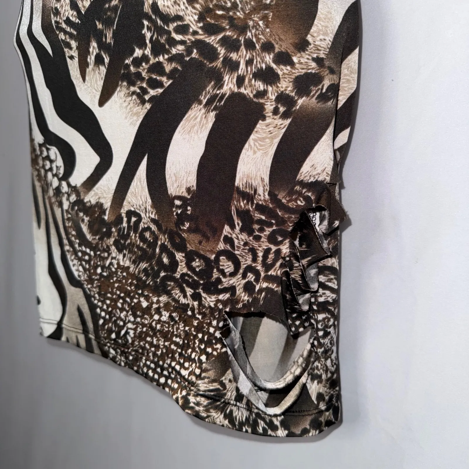 Y2K Animal Print Bodycon Slashed Mini Dress - Image 6