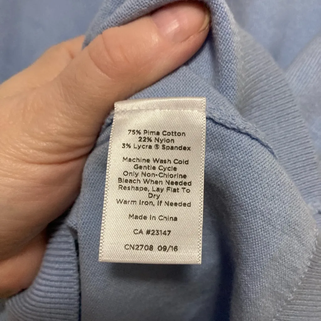 Talbots Blue Pima Cotton Blend Sleeveless Blouse Top - Image 3