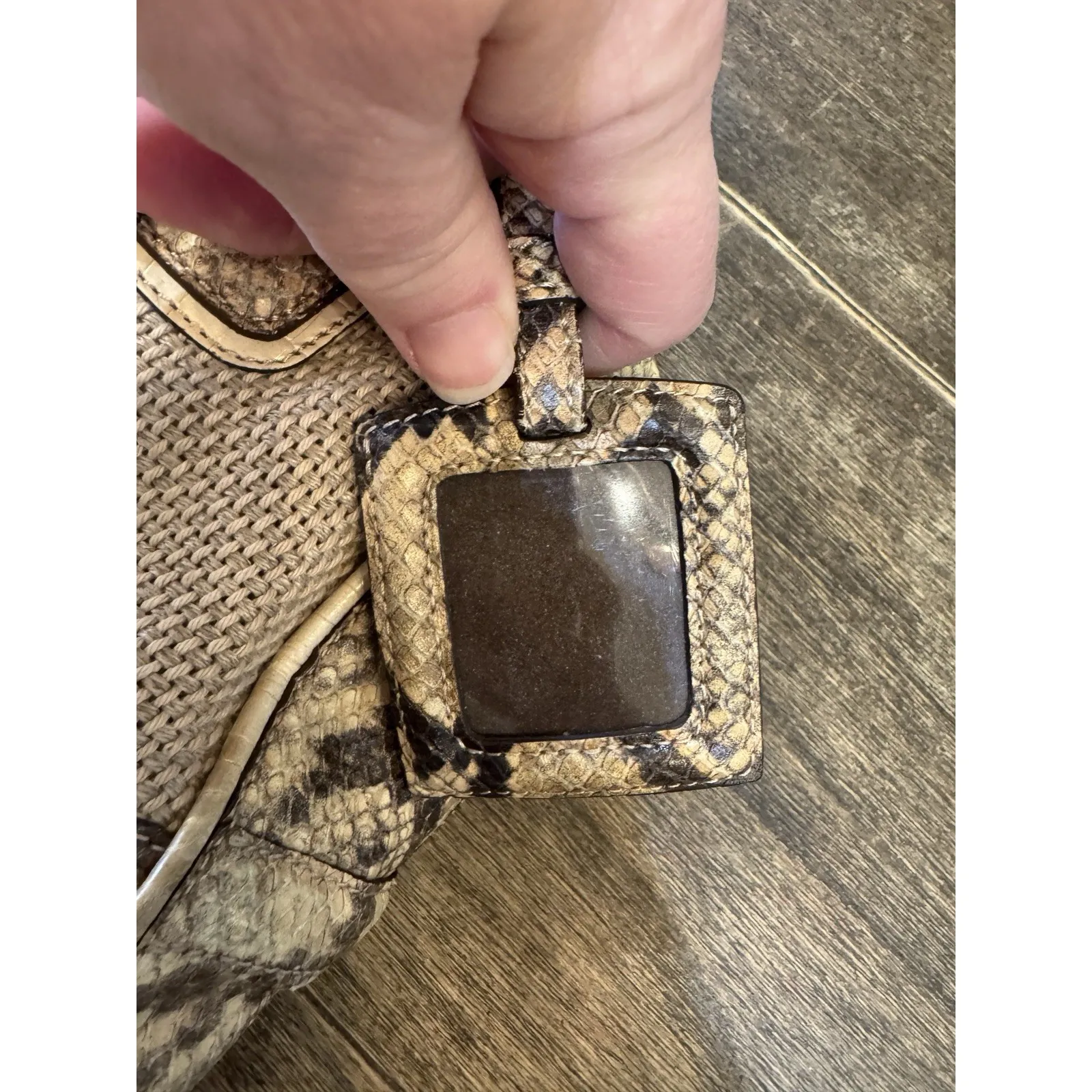 Brahmin Small Caroline satchel bag in a textured canvas Snakeskin Embossed - Image 4