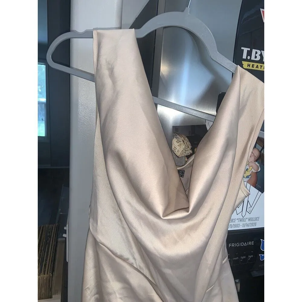 Pretty Little Thing Satin Off The Shoulder Draped Dress Nwt 78$ formal 10 fall - Image 9