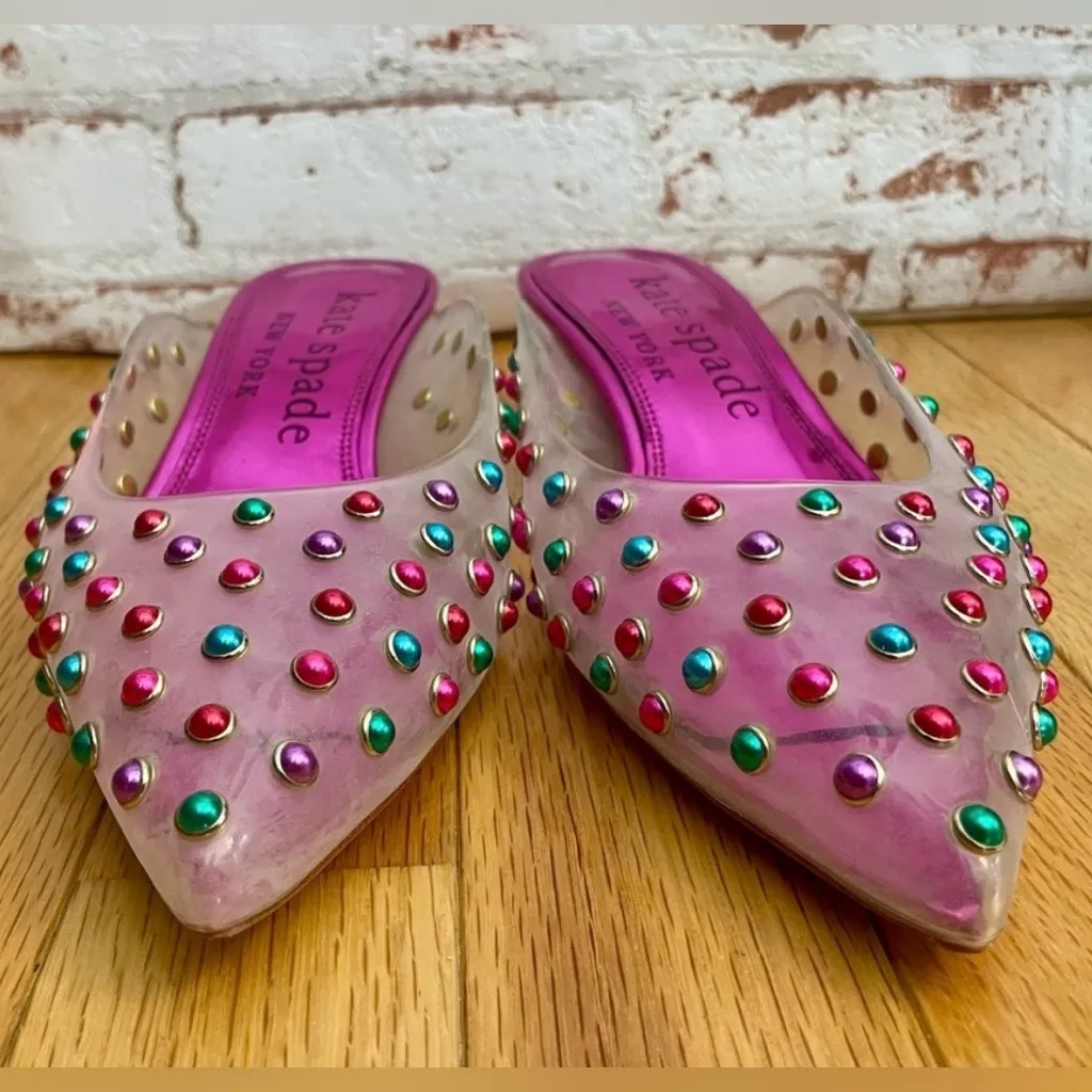 Kate Spade NWT  Pink Multicolor Studded Heels - Image 2