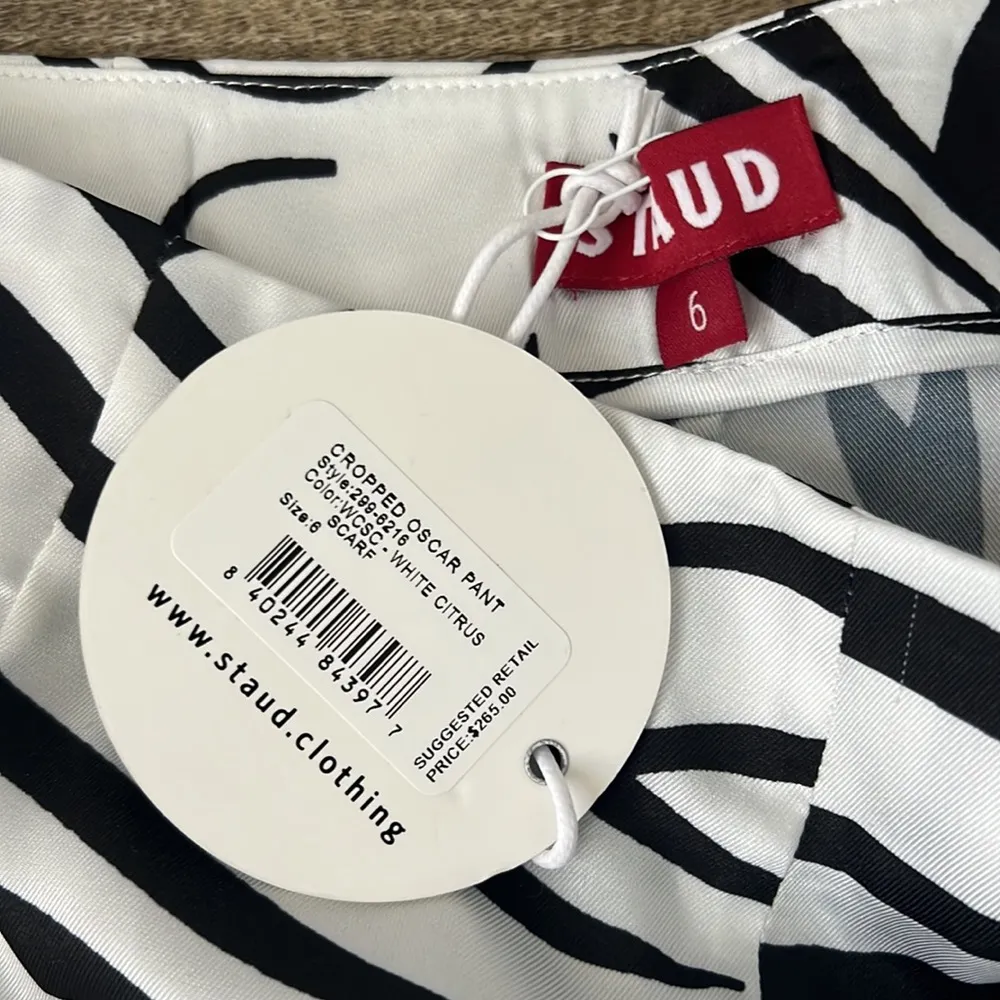 NWT STAUD Cropped Oscar White Citrus Pant Size 6 - Image 5