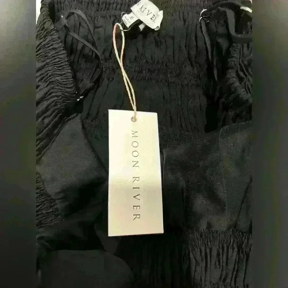 MOON RIVER Women's V Neck Sleeveless Shirred Maxi Dress Black New With Tags - Image 8