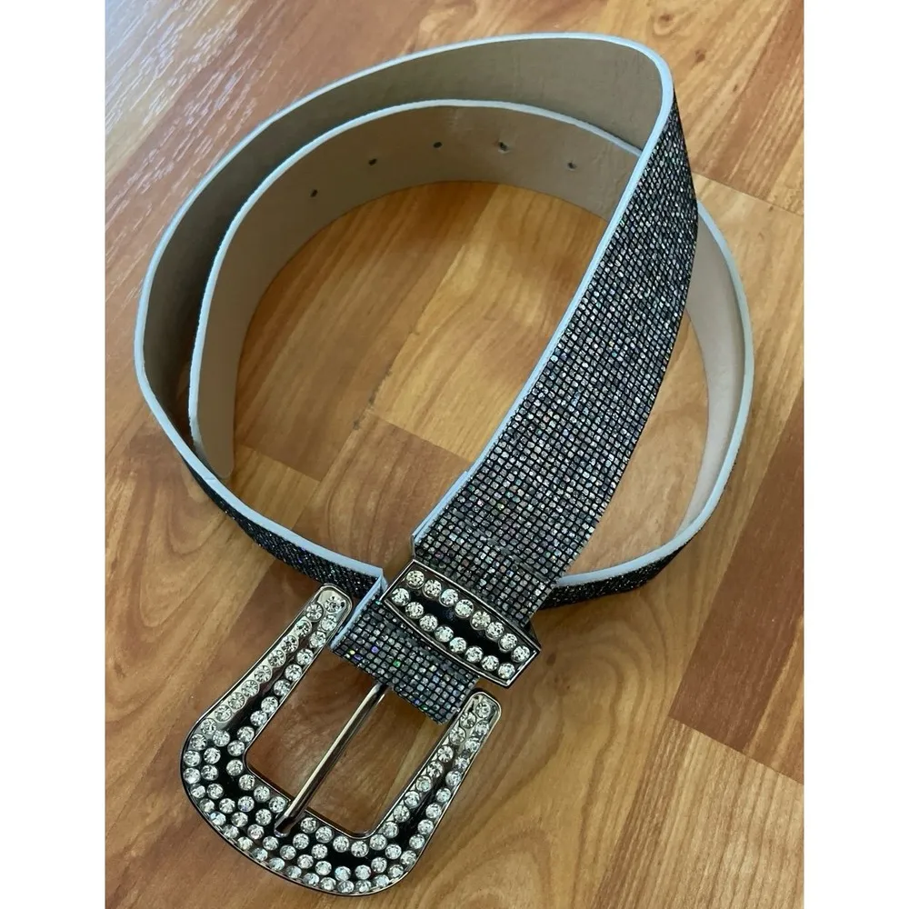 Lady PU Leather Waist Belt Waistband Shiny Glitter Rhinestone Sequin Fashion New - Image 4
