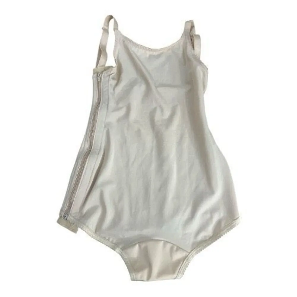 Isavela Compression Post Surgery Bodysuit Beige Large Side Zipper Hook & Eye Tan - Image 5