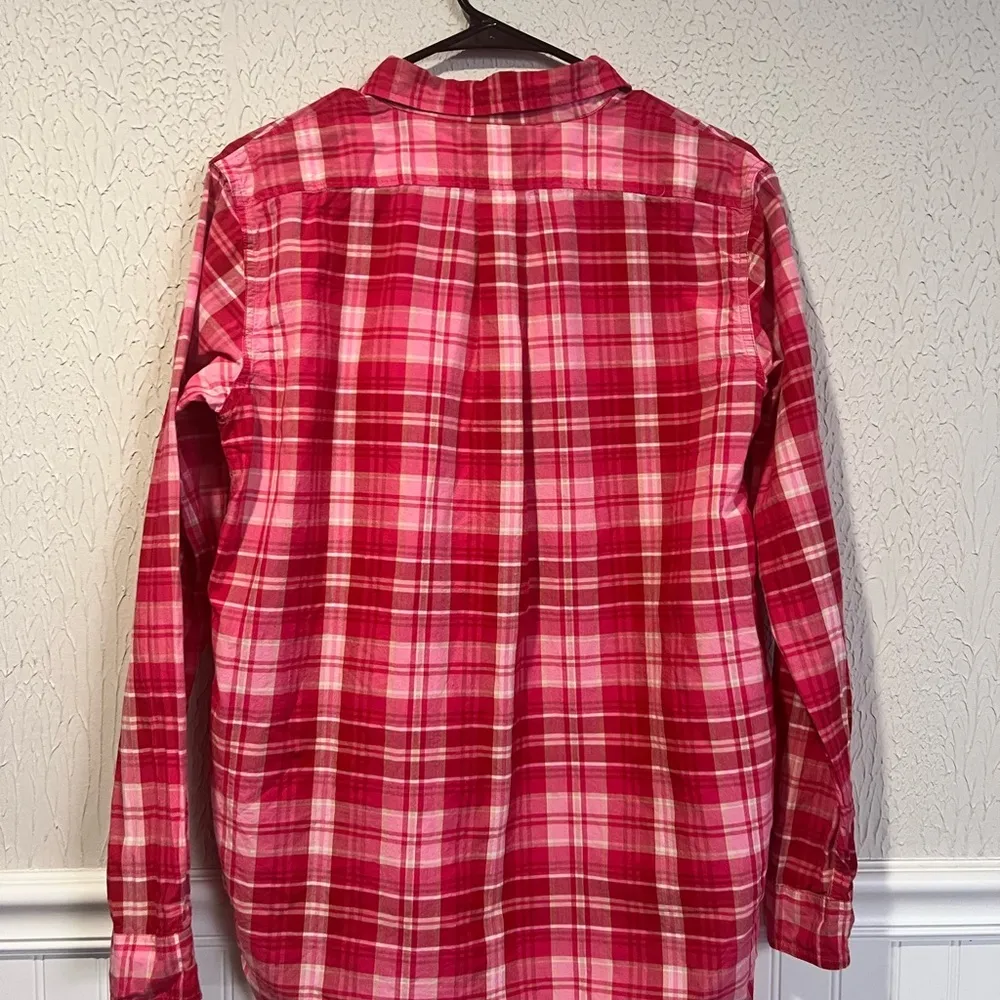 Denim & Supply Ralph Lauren Pink Plaid Cotton Boyfriend Shirt size medium - Image 5