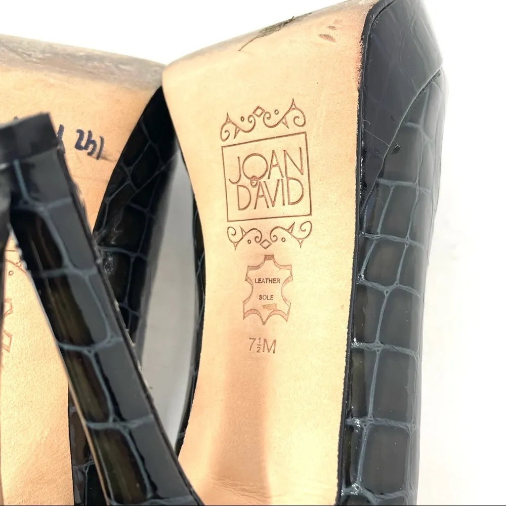 JOAN & DAVID dark green textured print platform heels, size 7.5 - Image 10