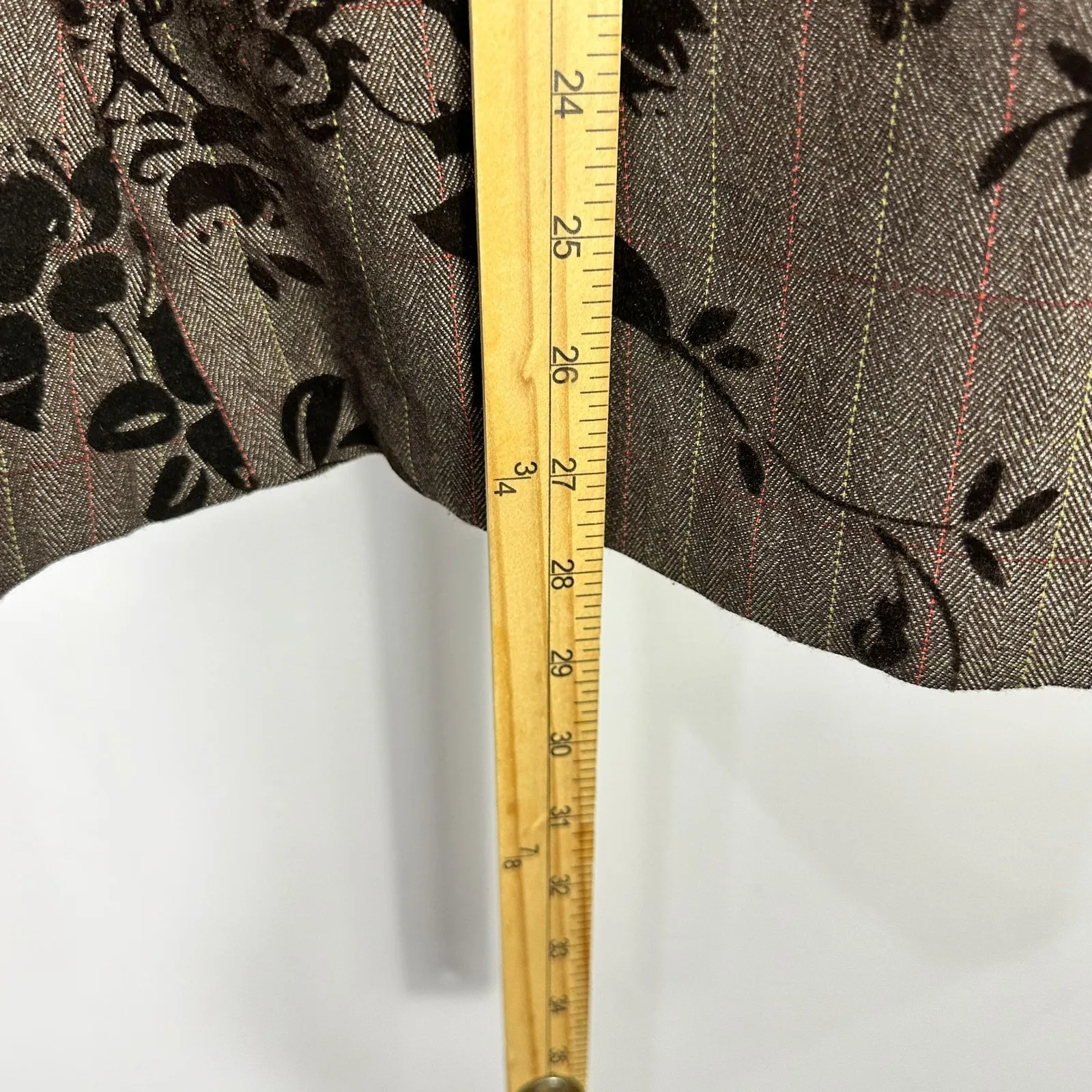 Coldwater Creek Skirt L Brown Floral Velvet A-Line Boho Romantic Office Chic‎ - Image 4