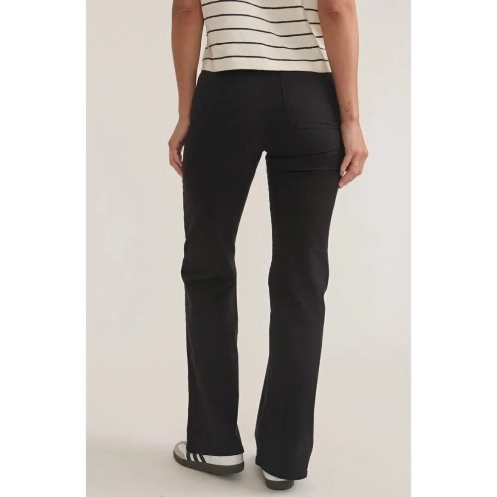 Marine Layer Bridget Flare Wide Leg Twill Pants Faded Black Stretch Plus Size 14 - Image 4