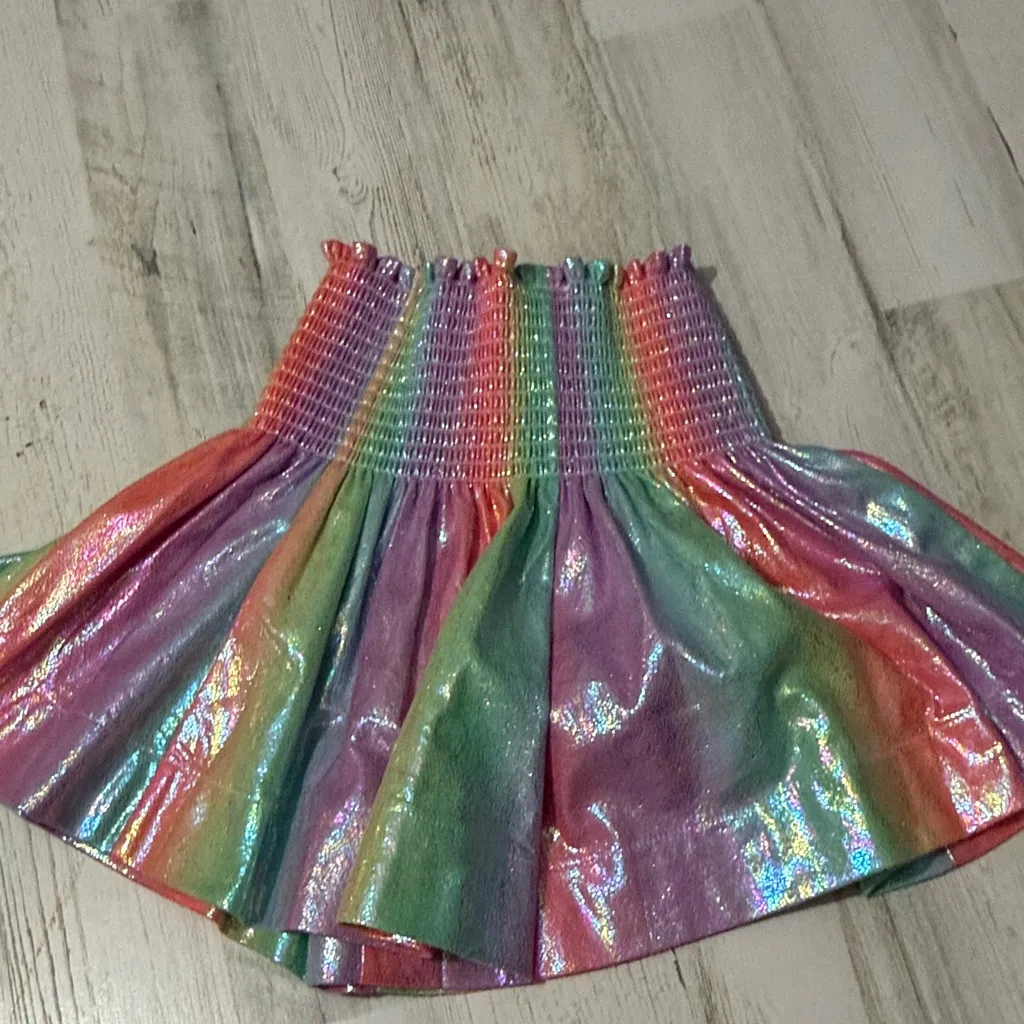 QUEEN OF SPARKLES Rainbow Shimmer Shorts/Skirt Size XS Pink - Image 4