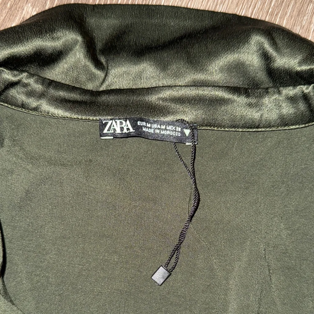 Zara Dark Green Satin Top - Image 2