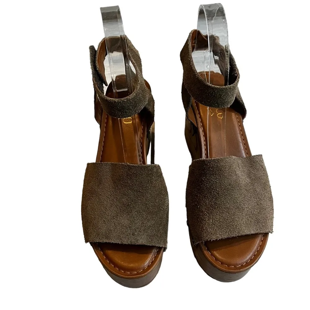 FRANCO SARTO Juliette Green Suede Studded Platform Wedge - Image 4