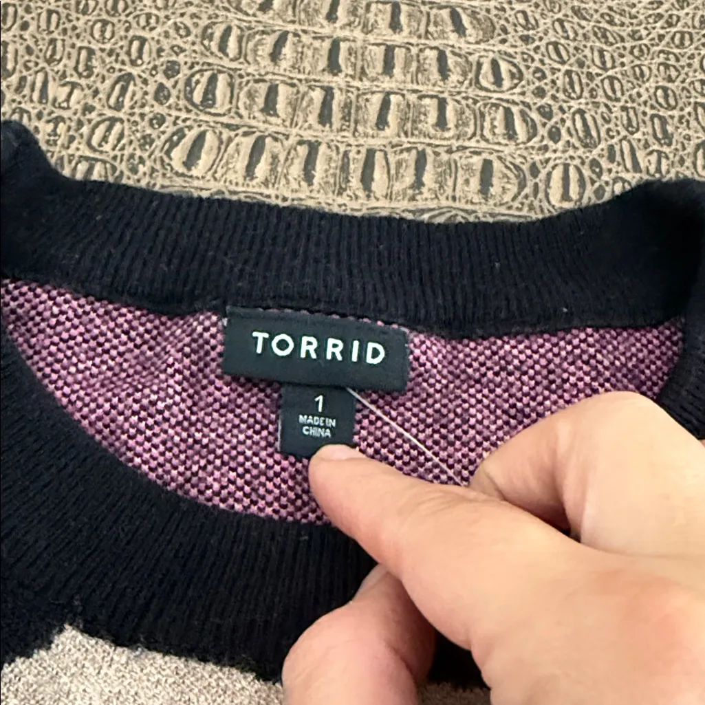 Torrid Colorblock Zebra Leopard Print Sweater Black Pink Blue Size 1 (14/16) - Image 6