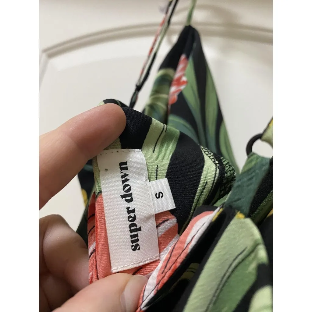 Superdown Dina Dress Womens Small Black Floral Tropical Slip Maxi Sundress Summe - Image 3