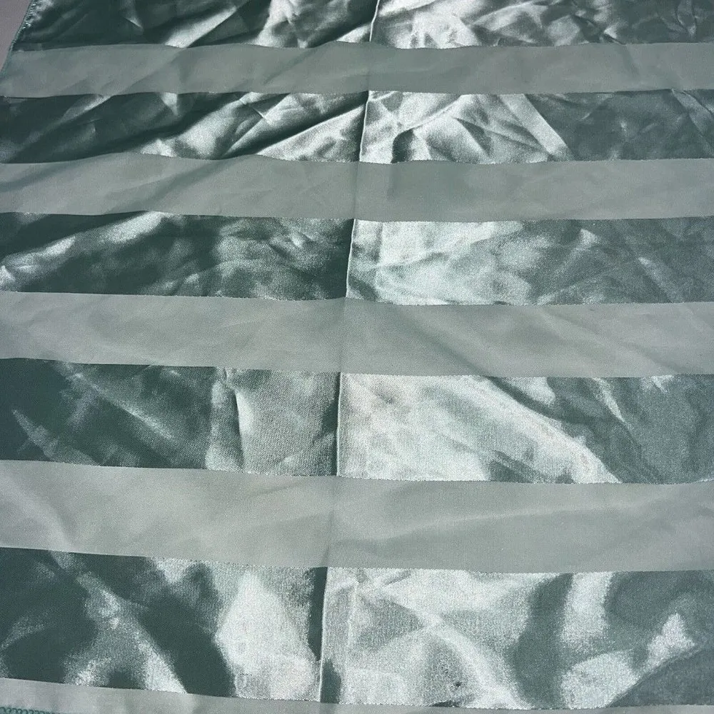 Square Scarf Aqua Green Striped 20" Silk Feel Polyester Womens Kusan Trading Inc - Image 2