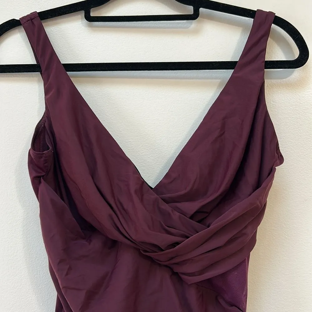 Miraclesuit One piece Swimsuit‎ Maroon Mesh Shaping Slimming Tummy Control - Image 2