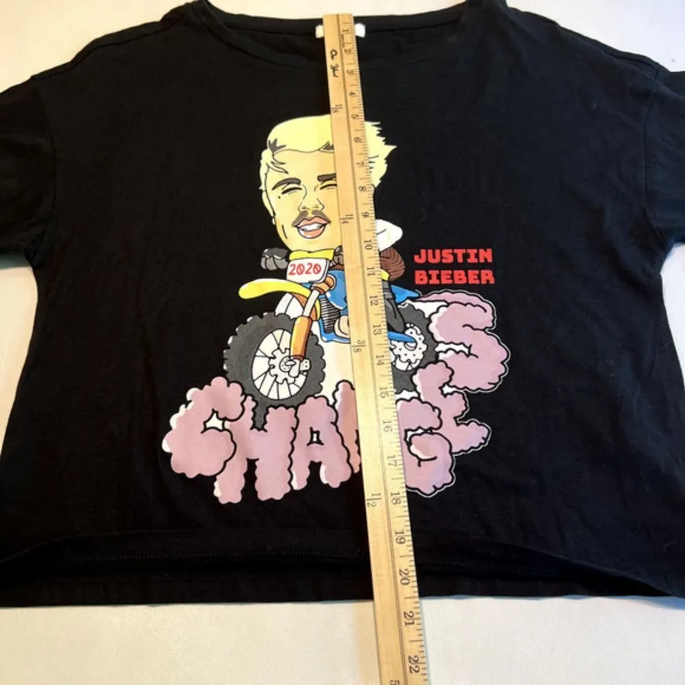 BP Justin Bieber Changes Tour Graphic Tee Black‎ Cotton Top Small - Image 9