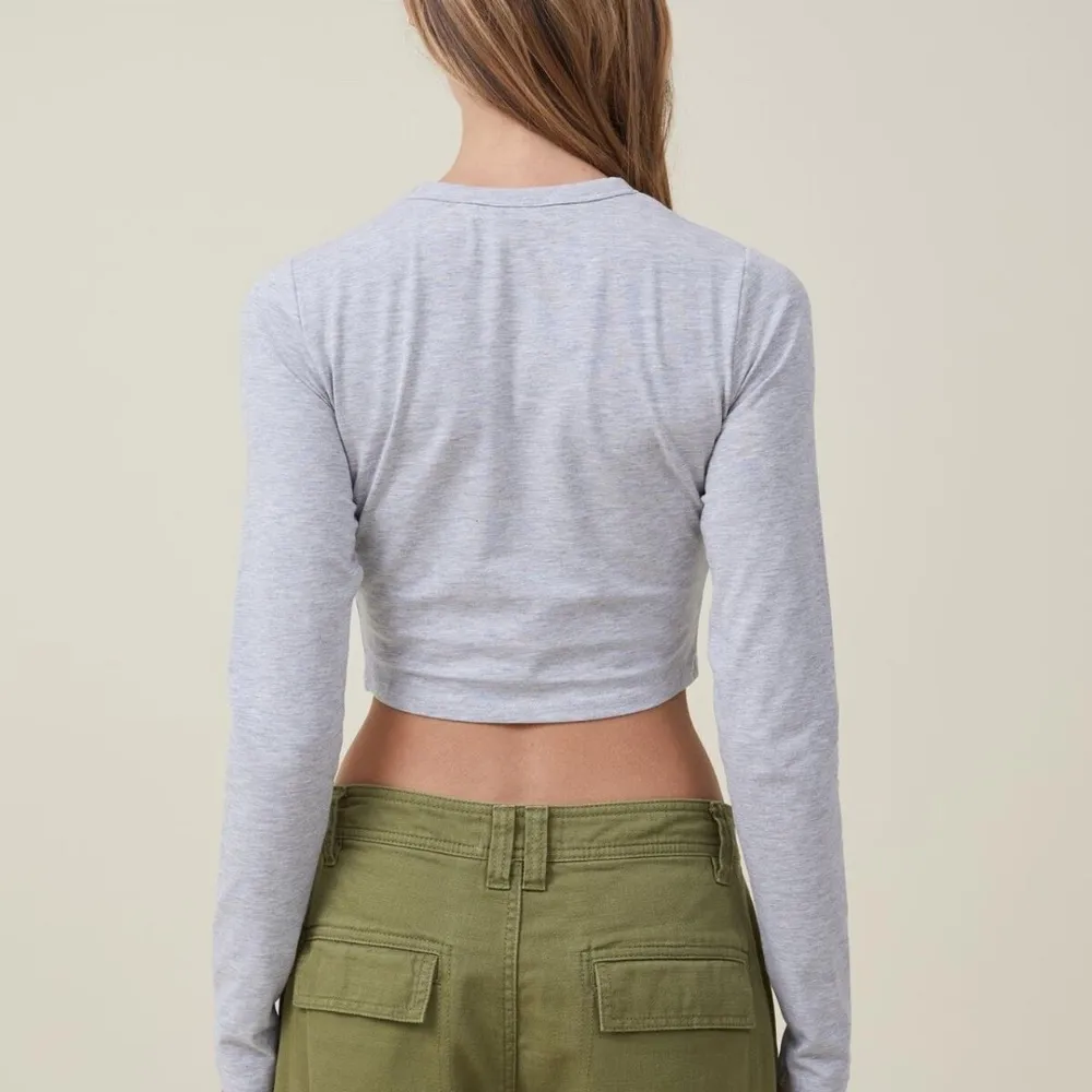 ✰cotton on micro crop long sleeve in gray✰ - Image 2
