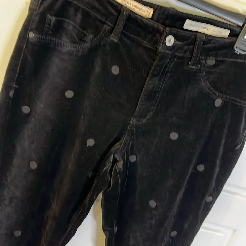 Pilcro  Mid-Rise velvet Embroidered Skinny Ankle Jeans 31 - Image 2