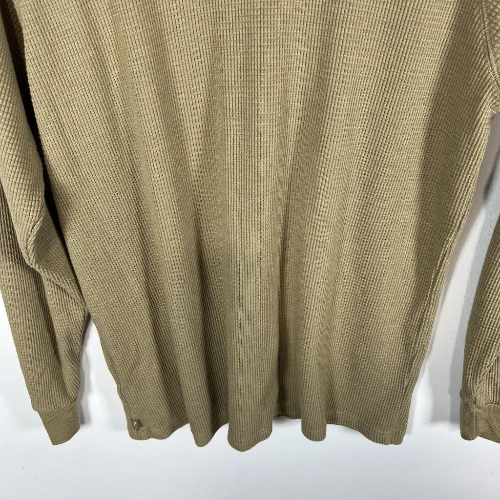 Aritzia Tna Long Sleeve Waffle Knit Thermal‎ Tan Hooded Shirt Women's Small - Image 9