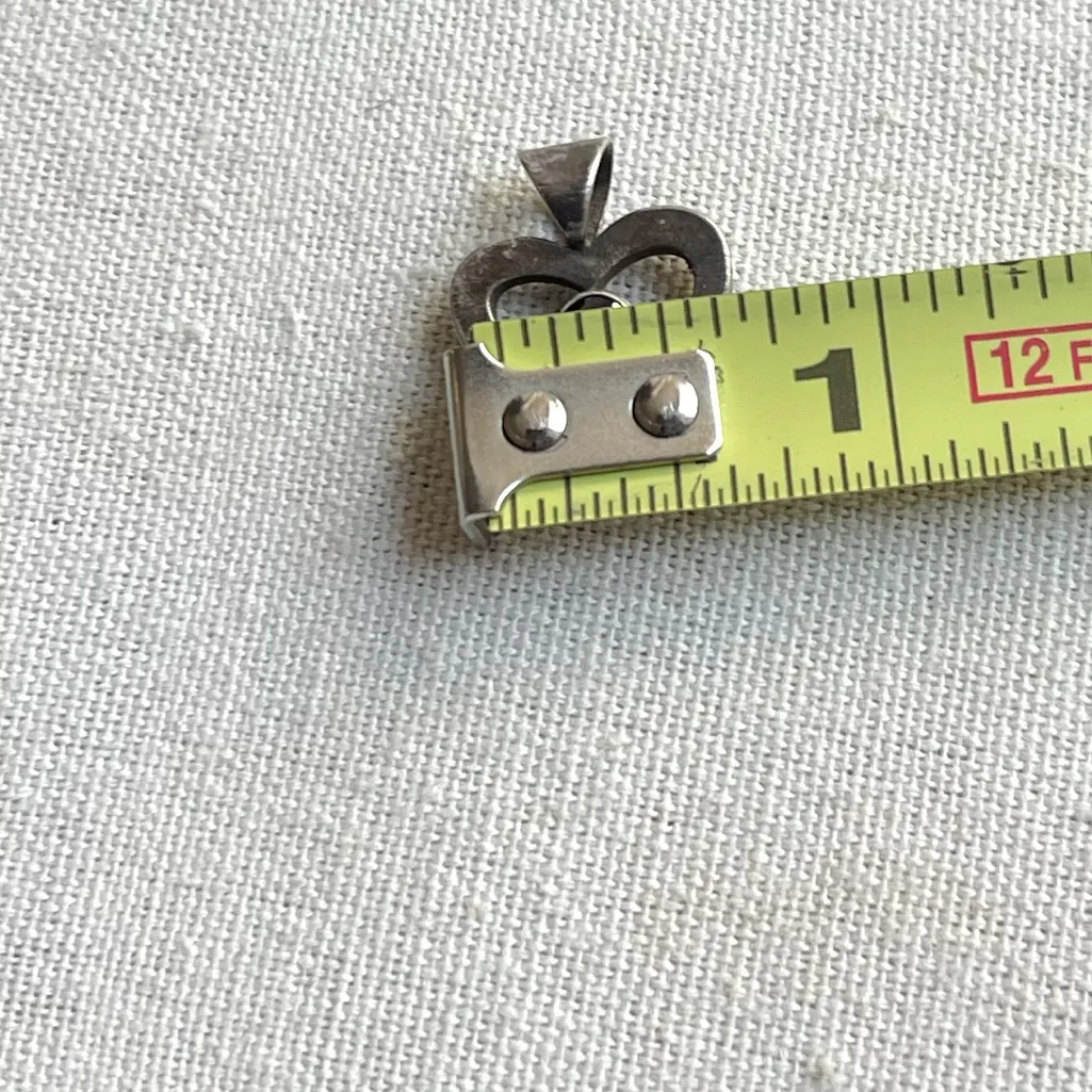 Vintage Sterling 925 silver heart pendant Red Garnet Stone Stamped - Image 5