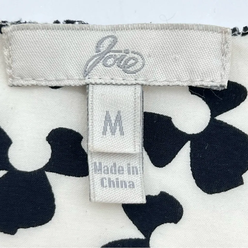 Joie Black and White Abstract Floral Patterned Silk Tank Top Scalloped Hem- Sz M - Image 10