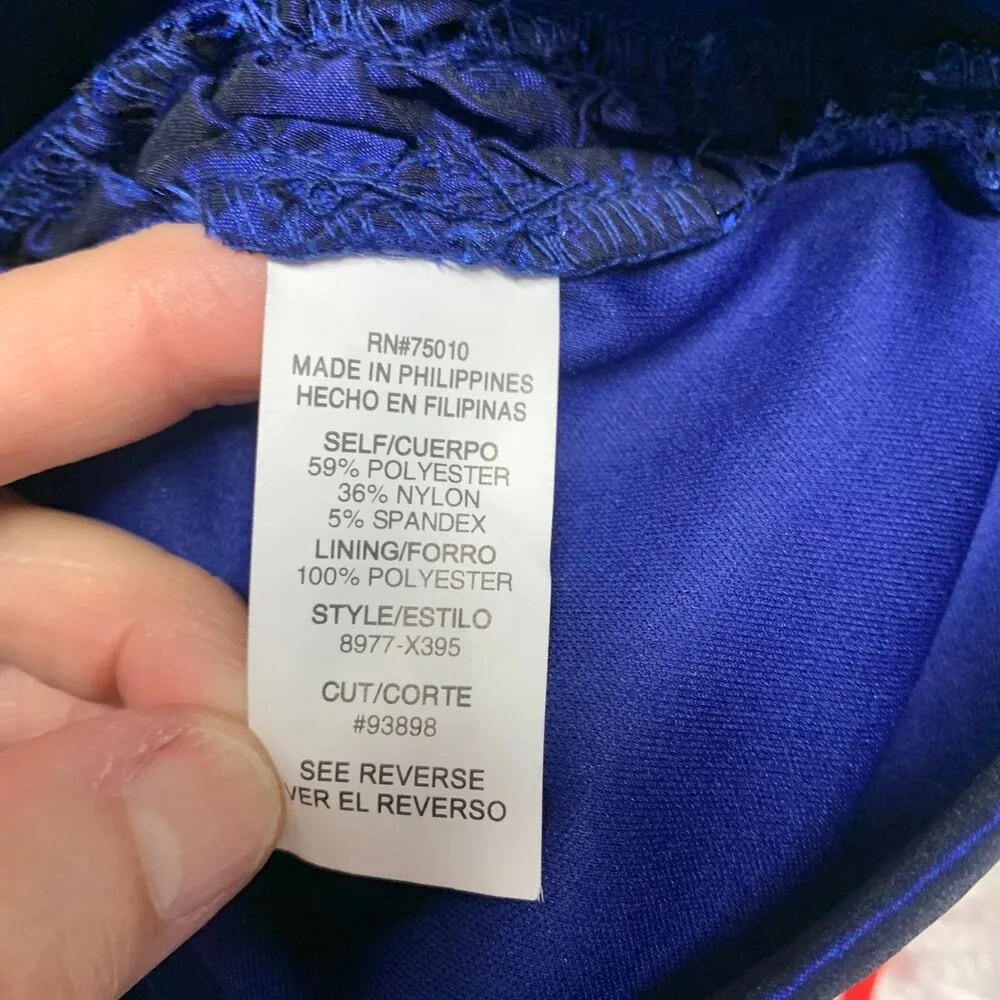 Vintage Bodycon Shimmer Ruffle Taffeta Blue Sz Small - Image 6