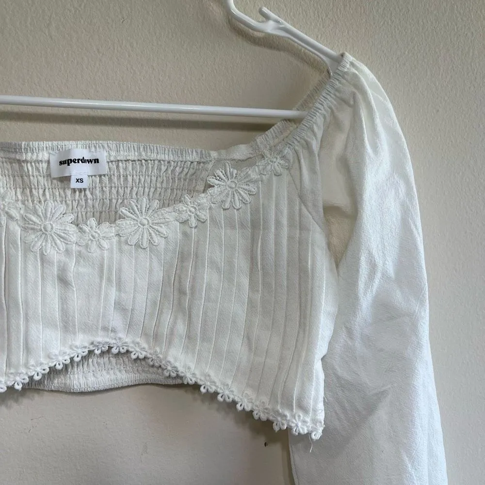 Revolve Super Down Tamryn Puff Sleeve Crop Top XS - Image 6