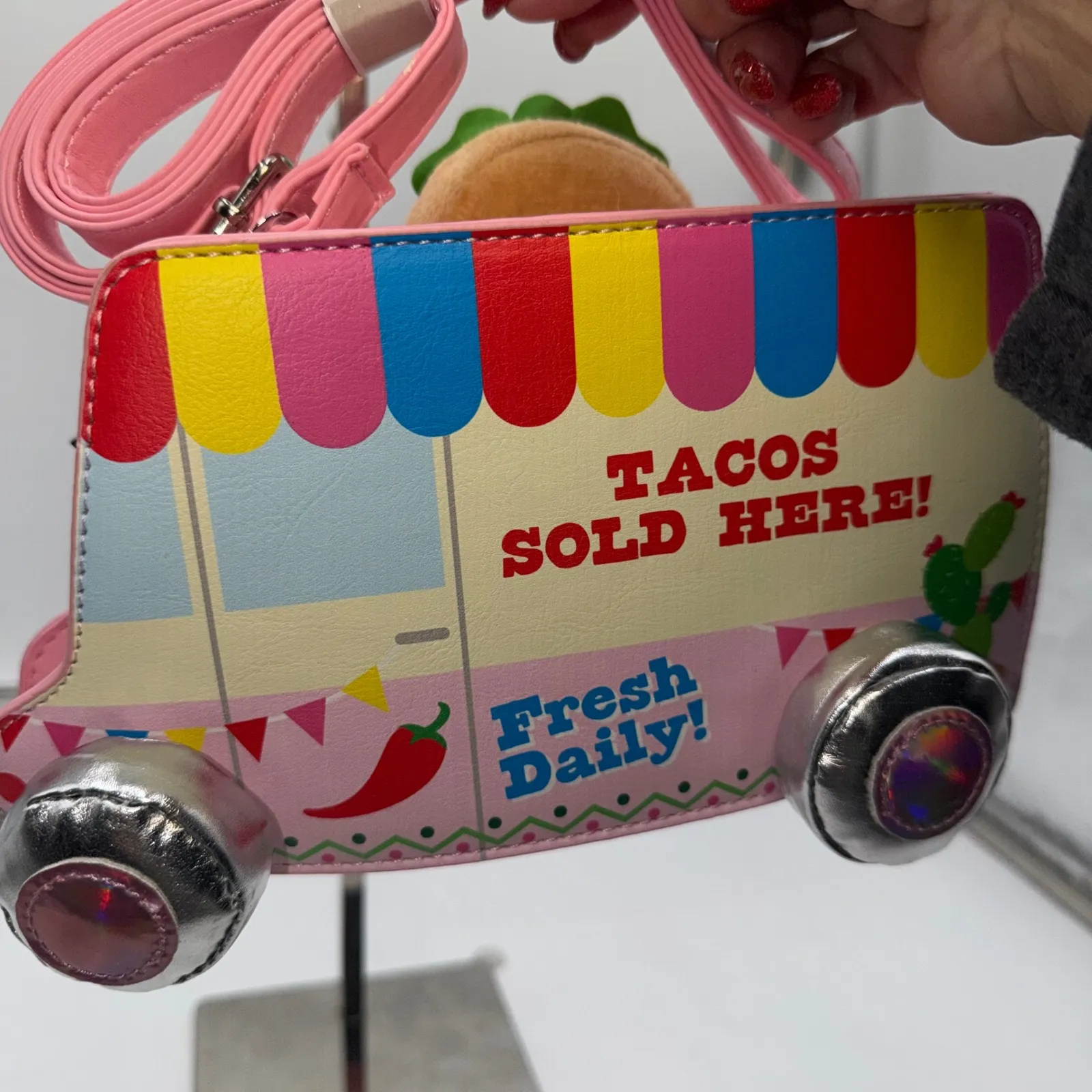 Fantastico Taco Truck Purse Pink Crossbody Bag Cute Novelty Fun - Image 6